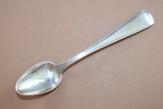 Silver spoon, by A. L. Shoen, fineness 830, length 14.5 cm; weight 21.39 g.