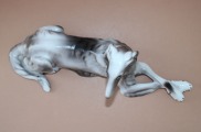Krievu kurts, porcelāns, Polija, h 11.5x32.5x10 cm