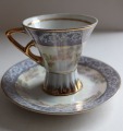 Фарфоровая чашка, блюдце Кузнецов лиловая