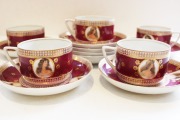 Servīze 6 personām, porcelāns, Pervomaiska porcelāna rūpnīca, tējkanna ar defektu (plaisu) un trūkst