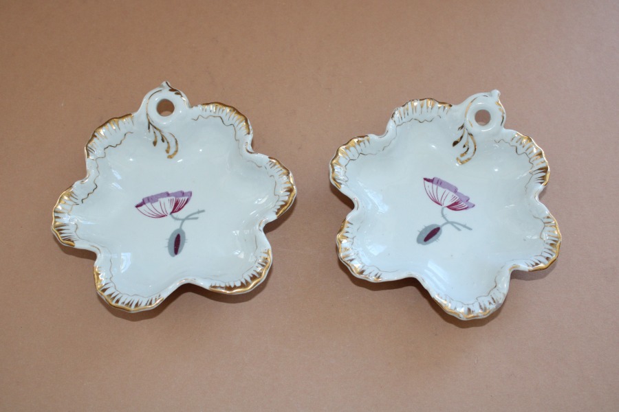 2 saucers for jam, porcelain, hexagonal, RPR