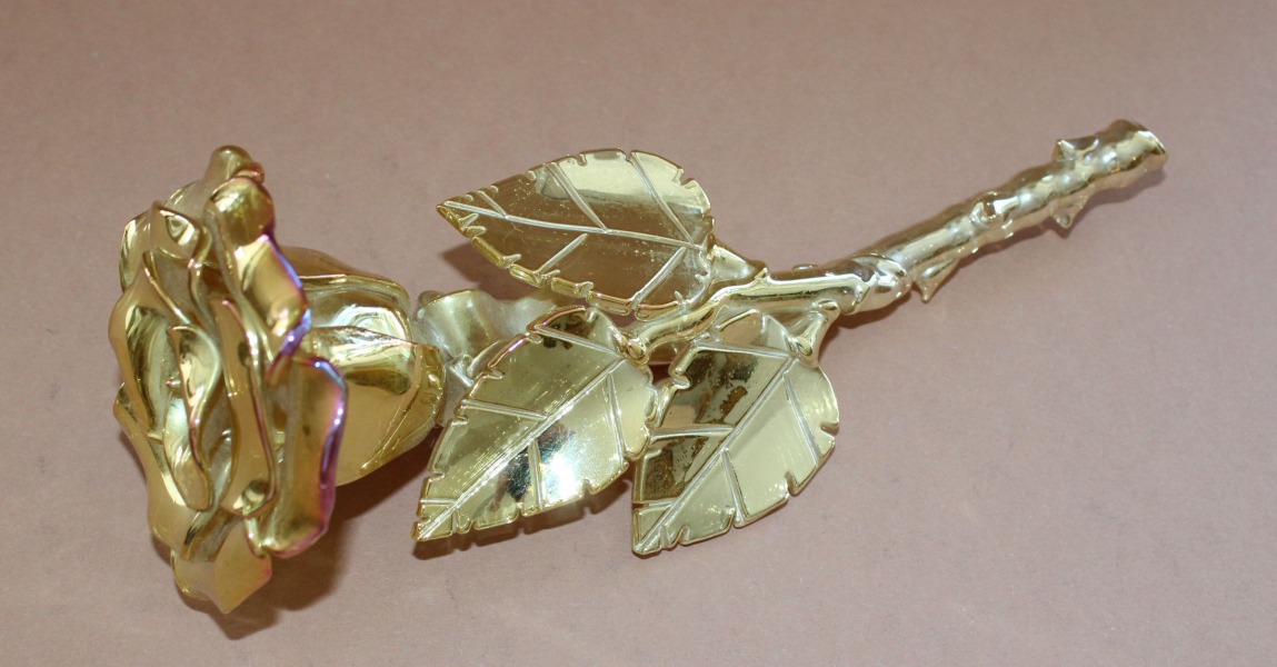 Rose, glass, gilding, Ilguciems glass factory