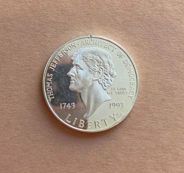 1 dolārs, sudrabs, 90. prove, 26,73 g, 1993