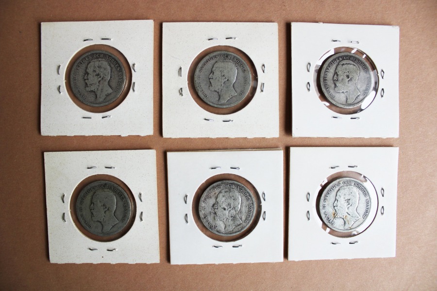 Monētu komplekts, 1 krona(6.gb), sudrabs, 800. prove
