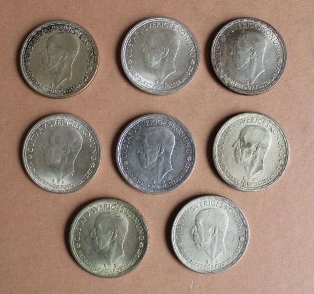 Monētu komplekts, 2 kronas(8.gb), sudrabs, 400. prove