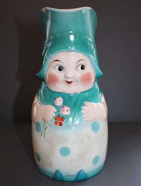 Milk jug Annele, porcelain, Kuznetsovs, has a notch, h 22.5 cm