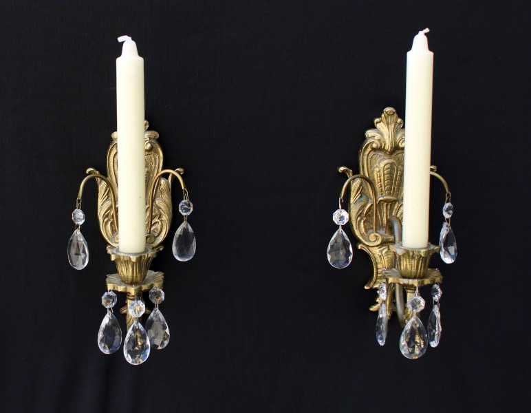Bronze wall sconces with crystals, 2 pcs., 20x10 cm