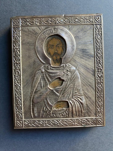 Икона, Спаситель, серебро, 8.5х7см