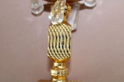 Gold-plated candlestick with crystals h 13.5 cm