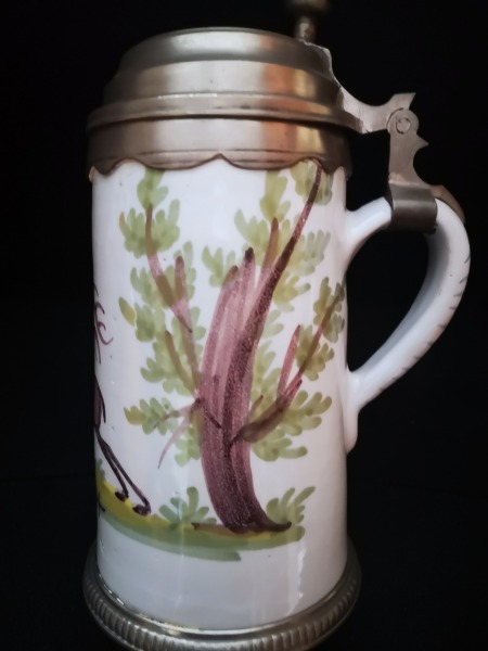 Старинная немецкая фаянсовая пивная кружка. Шрезхайм