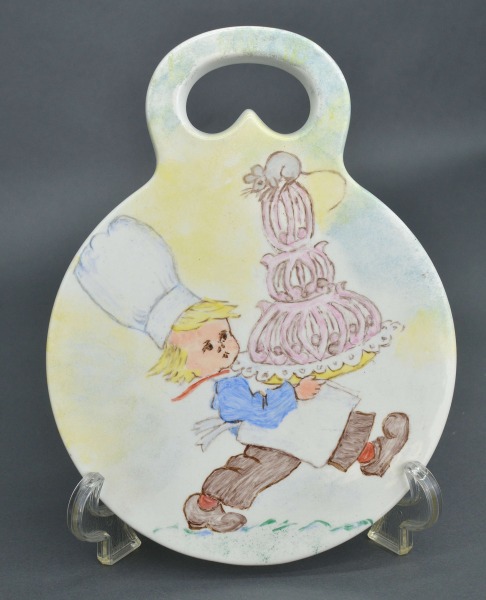 Cheese board. Boy with the Cake. Porcelain. Arabia, Finland