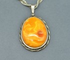 Natural amber brooch
