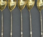 Серебряные чайные ложки с позолотой, 6 шт.