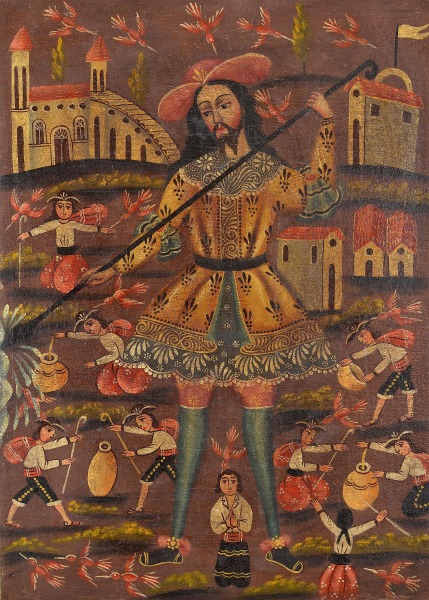 Saint Isidore the labourer. Oil on canvas. 82,5x60 cm. Cuzco School
