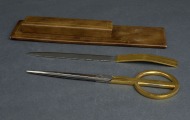 Apzeltīts vēstuļu nazis un šķēres. Art Deco. Francija. 25 cm