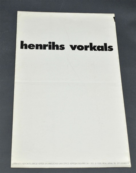 Henrihs Vorkals, buklets 1995.