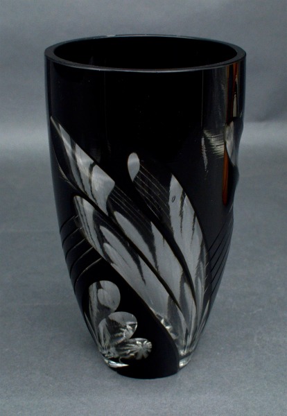 Ilguciems glass factory vase twolayered, black. 20 cm