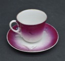 Kuznetsov espresso cup. Russian Empire. Red with blue flower. 5x5.5 cm. 10 cm