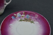 Kuznetsov espresso cup. Russian Empire. Red with blue flower. 5x5.5 cm. 10 cm