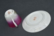 Kuznetsov espresso cup. Russian Empire. Red with blue flower. 5x5.5 cm. 10 cm