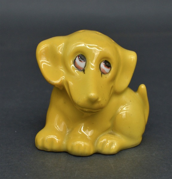 Porcelain salt shaker Puppy. Yellow. Kuznetsov