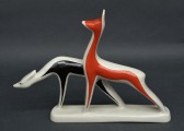 Deer. Art Deco porcelain figurine. RPR. 1963. Author Levons Agadžanjans. 18x24x4 cm. Restored