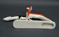 Deer. Art Deco porcelain figurine. RPR. 1963. Author Levons Agadžanjans. 18x24x4 cm. Restored