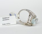 Baltā zelta kokteiļgredzens ar akvamarīnu. Prove 585. Izmērs 18 mm. Svars 8,87 g