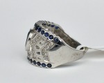 White gold cocktail ring with sapphire and diamonds. 585 proof. Size 18 mm. Weight 7.56 g