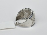 White gold cocktail ring with sapphire and diamonds. 585 proof. Size 18 mm. Weight 7.56 g
