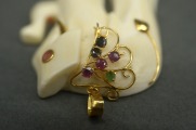 Кулон из кости с золотой отделкой и искусственными камнями. 2,8x2,4x0,5 cм