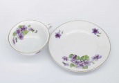 M.S. Kuznetsov Factory, Riga (Latvia) – tea cup with saucer. Porcelain, decal. D 10 cm and 16 cm