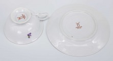 M.S. Kuznetsov Factory, Riga (Latvia) – tea cup with saucer. Porcelain, decal. D 10 cm and 16 cm