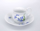 Meissen porcelāna tase ar apakštasi. Porcelāns, roku gleznojums. d 7 cm un 14,6 cm