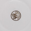 Ashtray with a matchbox holder. Upsala-Ekeby porcelain, Sweden. Diameter: 12.3 cm