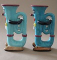  Salt shakers 2 pcs. Blue trumpets. Porcelain, H 10 cm