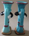  Salt shakers 2 pcs. Blue trumpets. Porcelain, H 10 cm