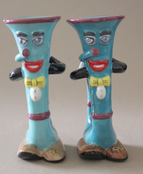  Salt shakers 2 pcs. Blue trumpets. Porcelain, H 10 cm