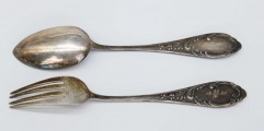 Silver cutlery items, 2 pcs. 875. Weight 80.87 g. 18 cm