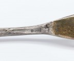 Sudraba galda piederumi 3 gab. 875. Svars 42,81 g. 11,5 cm,. 11,7 cm un 13,7 cm. Tējkarotei lietošan