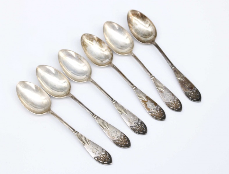 Silver teaspoons (6 pcs). 84 (standard). Sweden. Weight 130.83 g. 14.3 cm