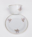 Tasīte ar apakštasi. Kuzņecova fabrika P.B. Porcelāns, dekols. d=7,5 cm, 11 cm