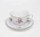 Cup and saucer. Kuznetsov factory. Porcelain, decal. Diam. 7.5 cm, 11 cm