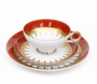 Tea trio, Wallendorf Porcelain Factory. 1963. Porcelain, hand-painted, gilding.11 cm, 15 cm, 19,5 cm
