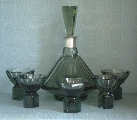 Dark green decanter with 5 glasses