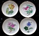 Four plates with different flowers