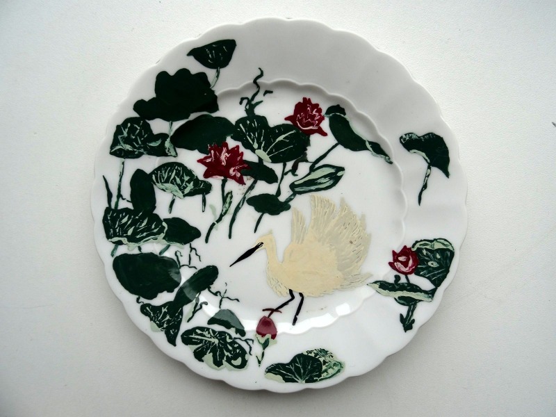 Eschenbach. Germany - Plate with heron. Porcelain, dia. 19.5 cm