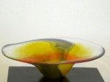 Стеклянная ваза. Оранжево-жёлтая 12x49x44,5 см