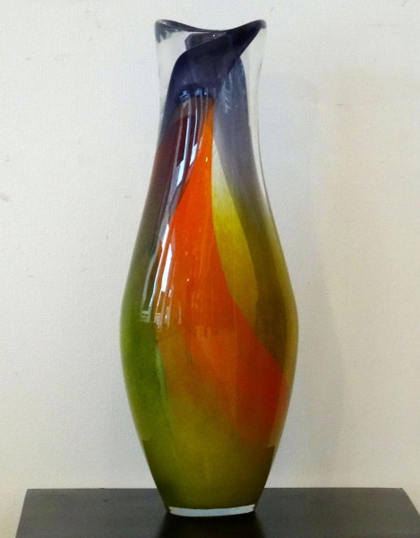 Стеклянная ваза. Оранжево-жёлтая h 51 см