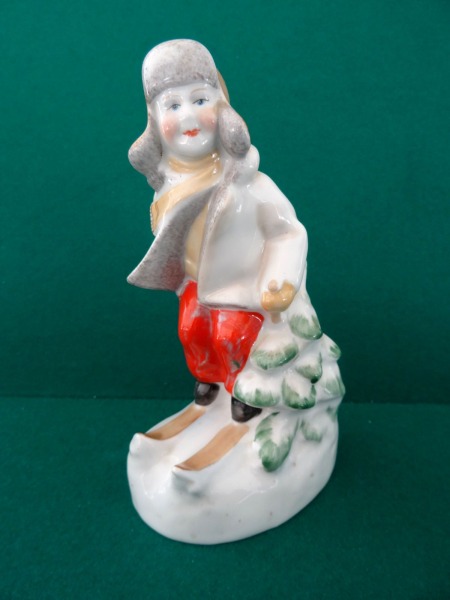 RPFF - The Skier. Model author S. Bolzan (Golumbovskaya), porcelain, 1947-70-ties, h 15.5 cm